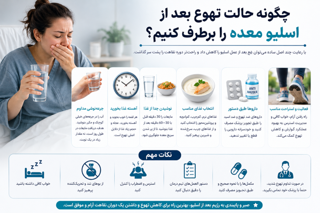 حالت تهوع بعد از اسلیو معده؛ علت و درمان سریع
