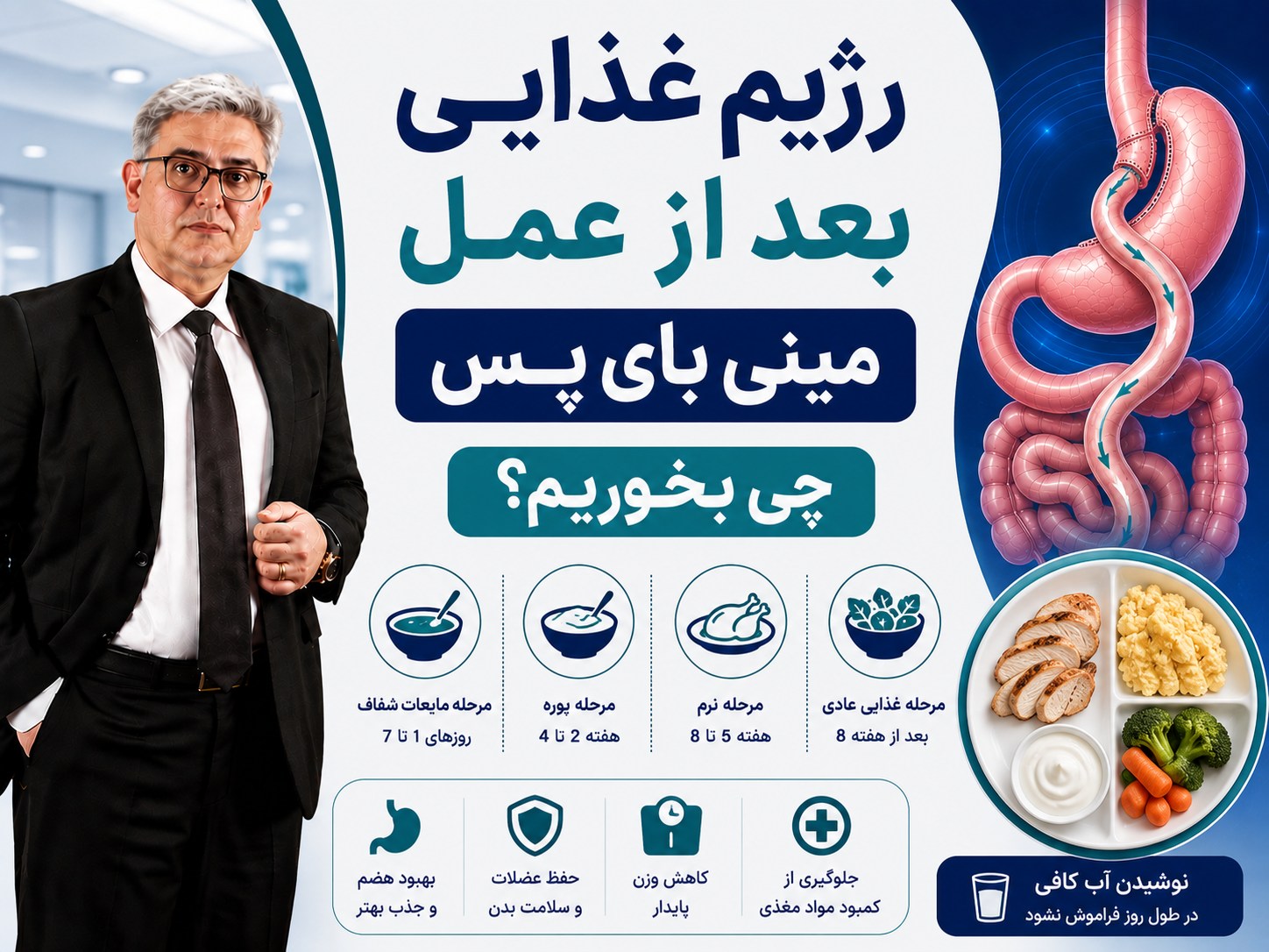 رژیم غذایی بعد از عمل مینی بای پس؛ چی بخوریم؟